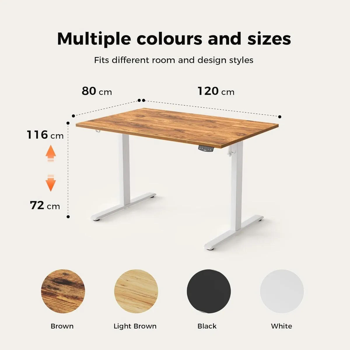 Height-Adjustable Electric Desk 120x80 cm - Image 2