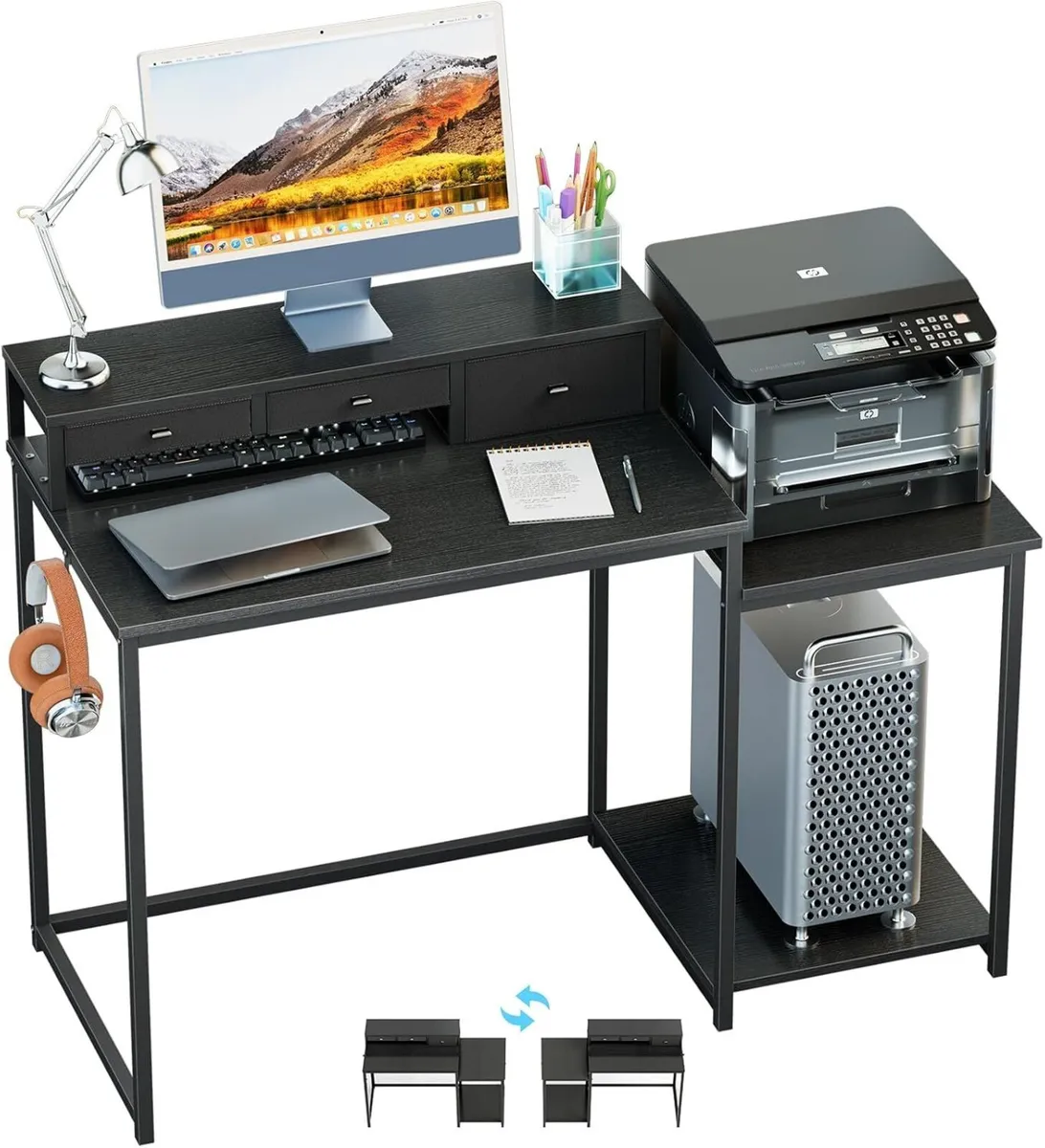 47 inch Computer Desk with 3 Drawers Printer - Image 1