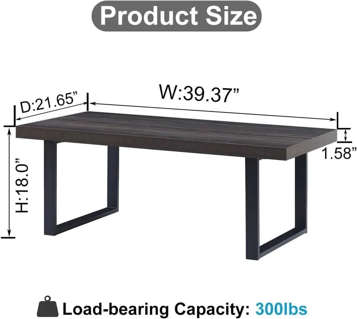 Industrial Grey Coffee Table Modern Simple Wood - Image 2
