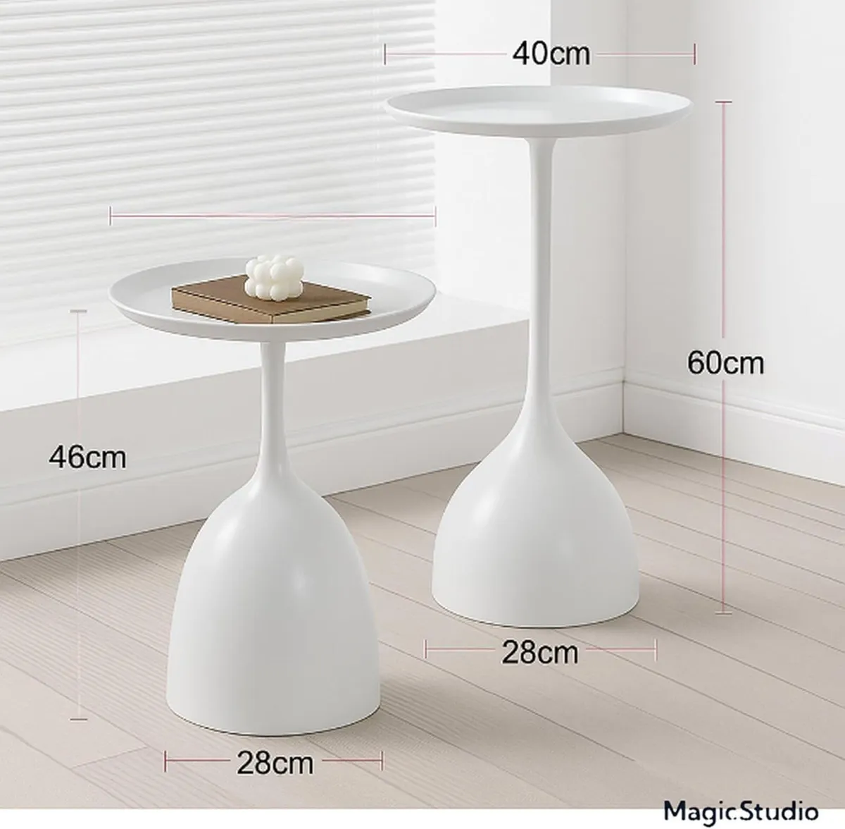 White Side Tables Set of 2 – Modern Round Accent - Image 2