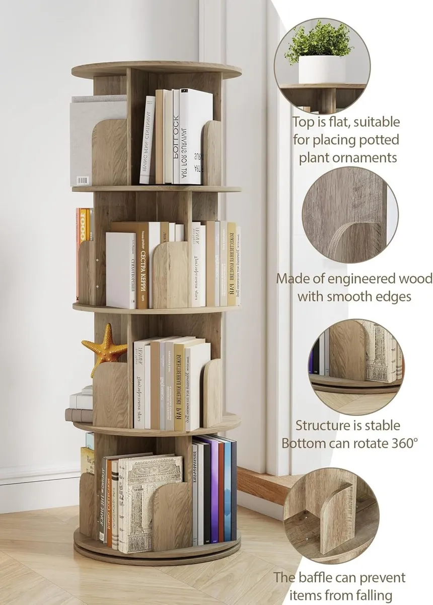 Rotating Bookshelf 360degrees revolving bookcase - Image 4