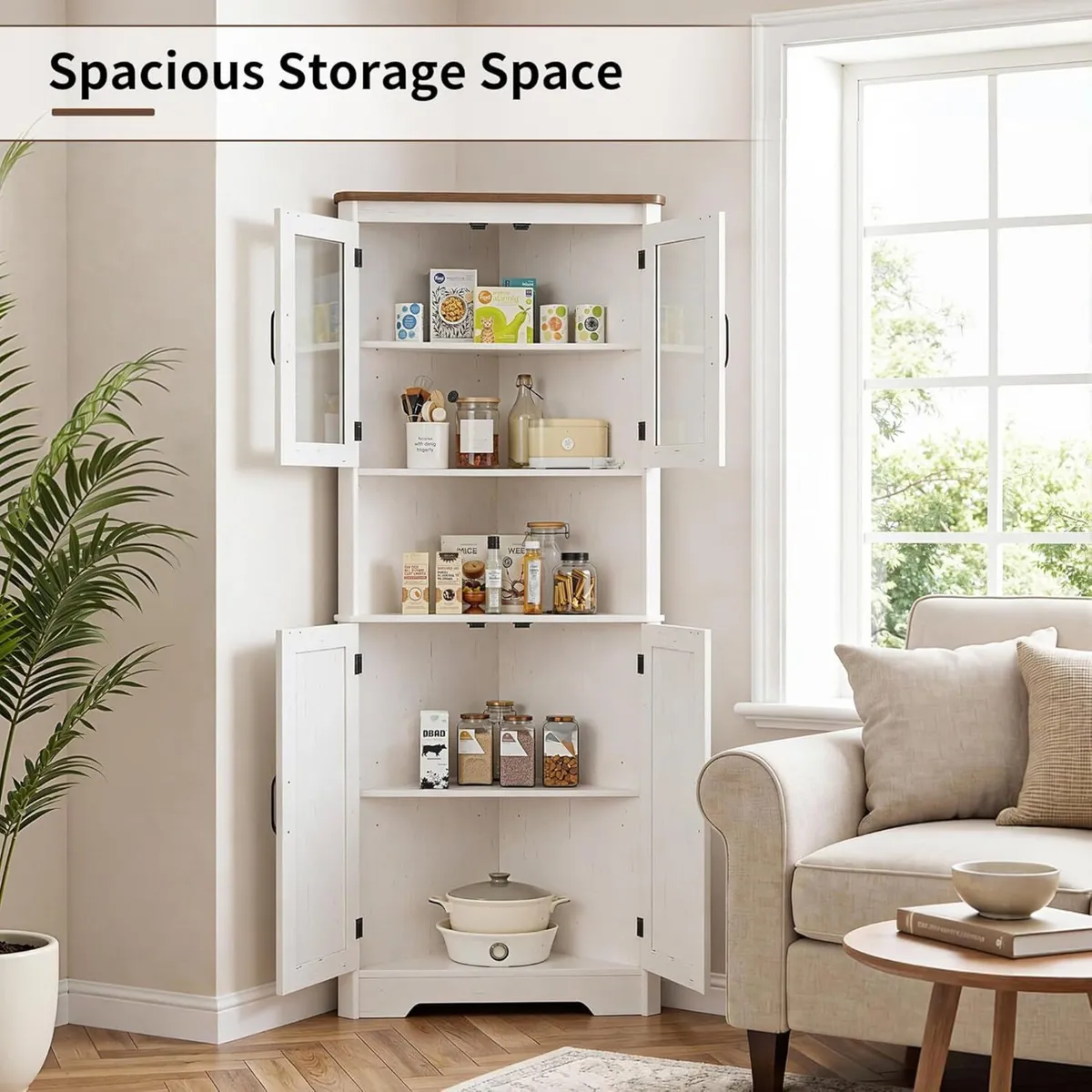 Tall Corner Storage Cabinet with Barn Doors - Image 3