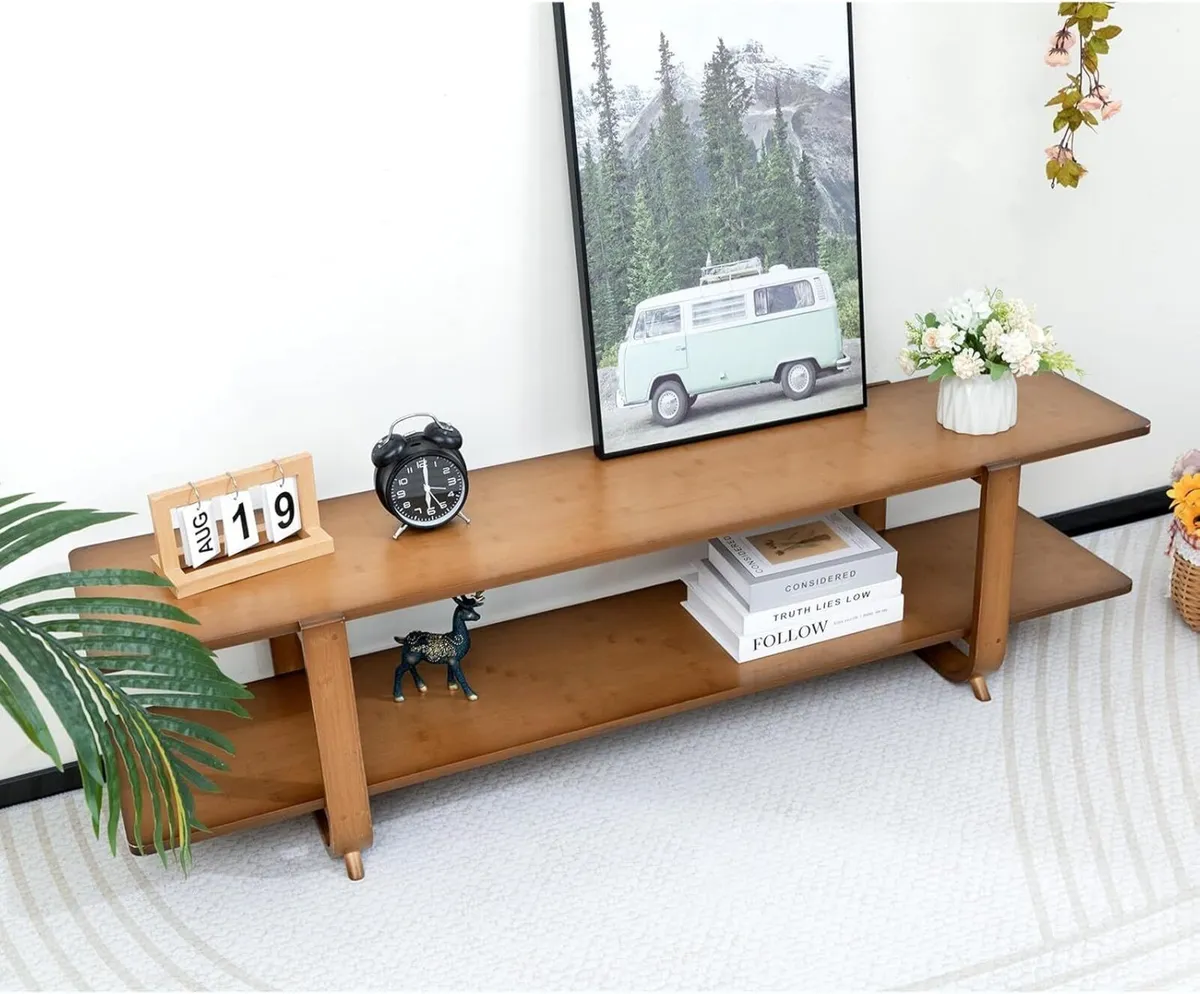 TV Table Bench 140cm Small Low Cabinet 2-Tier - Image 2
