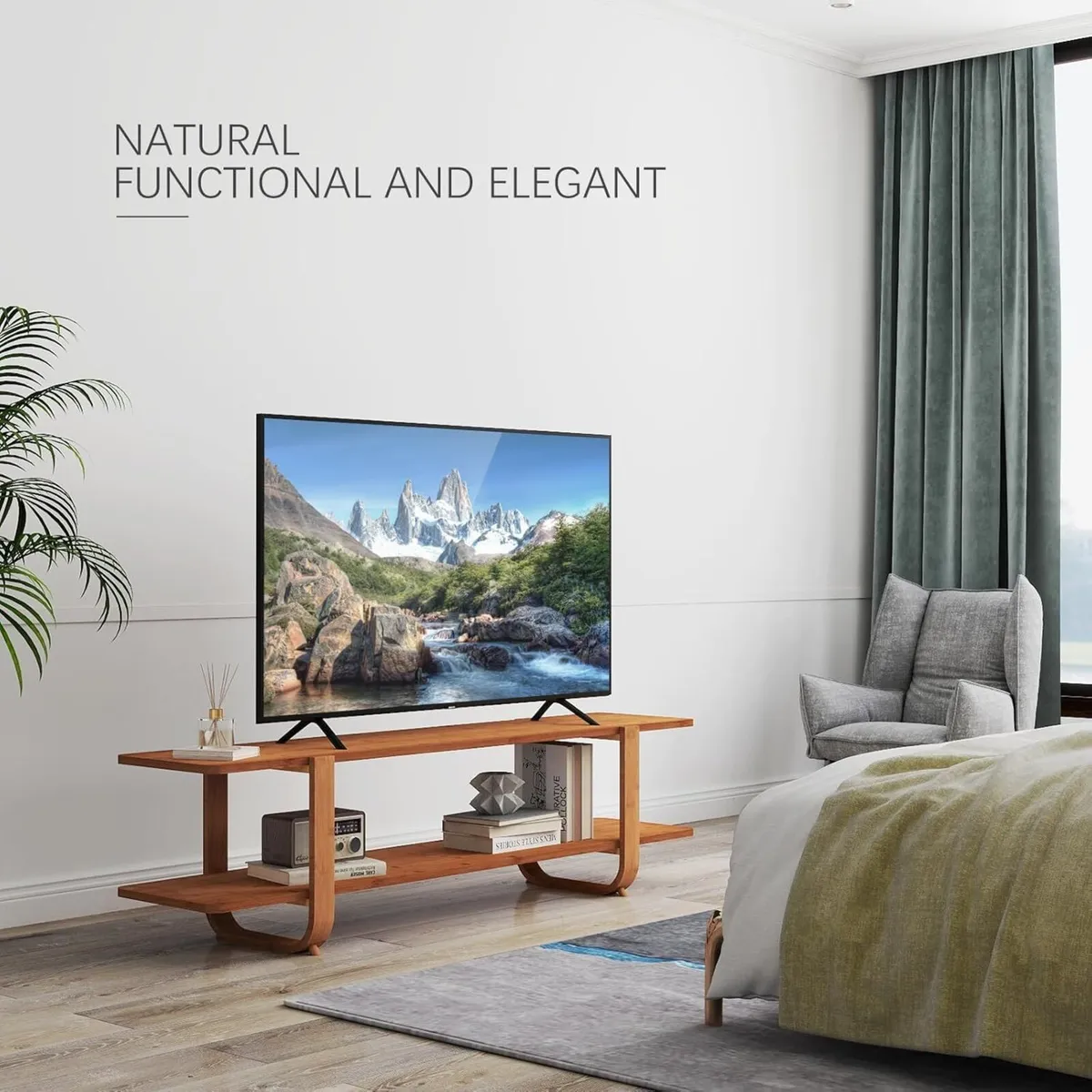 TV Table Bench 140cm Small Low Cabinet 2-Tier - Image 4