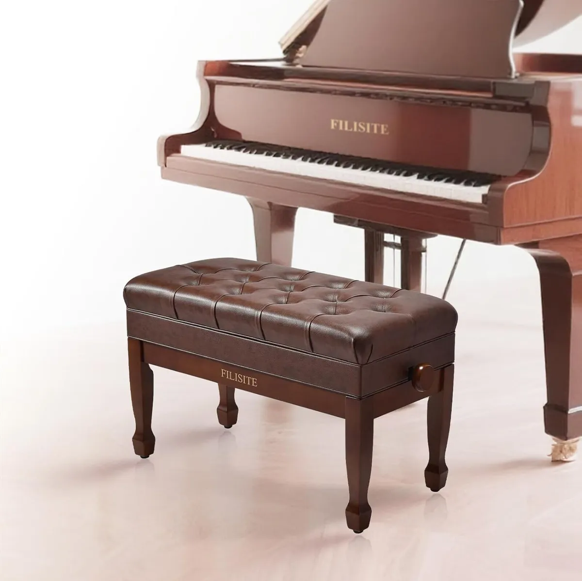 Adjustable Duet Piano Bench with Storage Heavy - Image 2