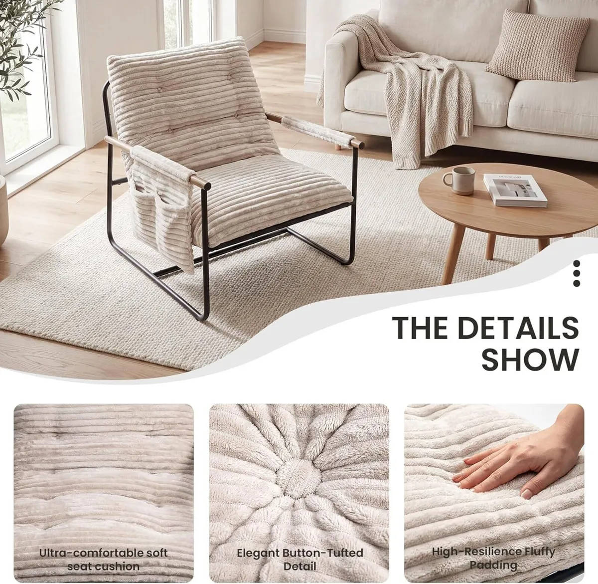 Comfy Accent Chair Modern Living Room Cozy Lounge - Image 4