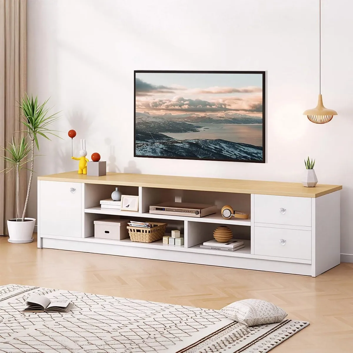 TV Cabinet 140cm 2 Drawers and 1 Door for TVs up - Image 1