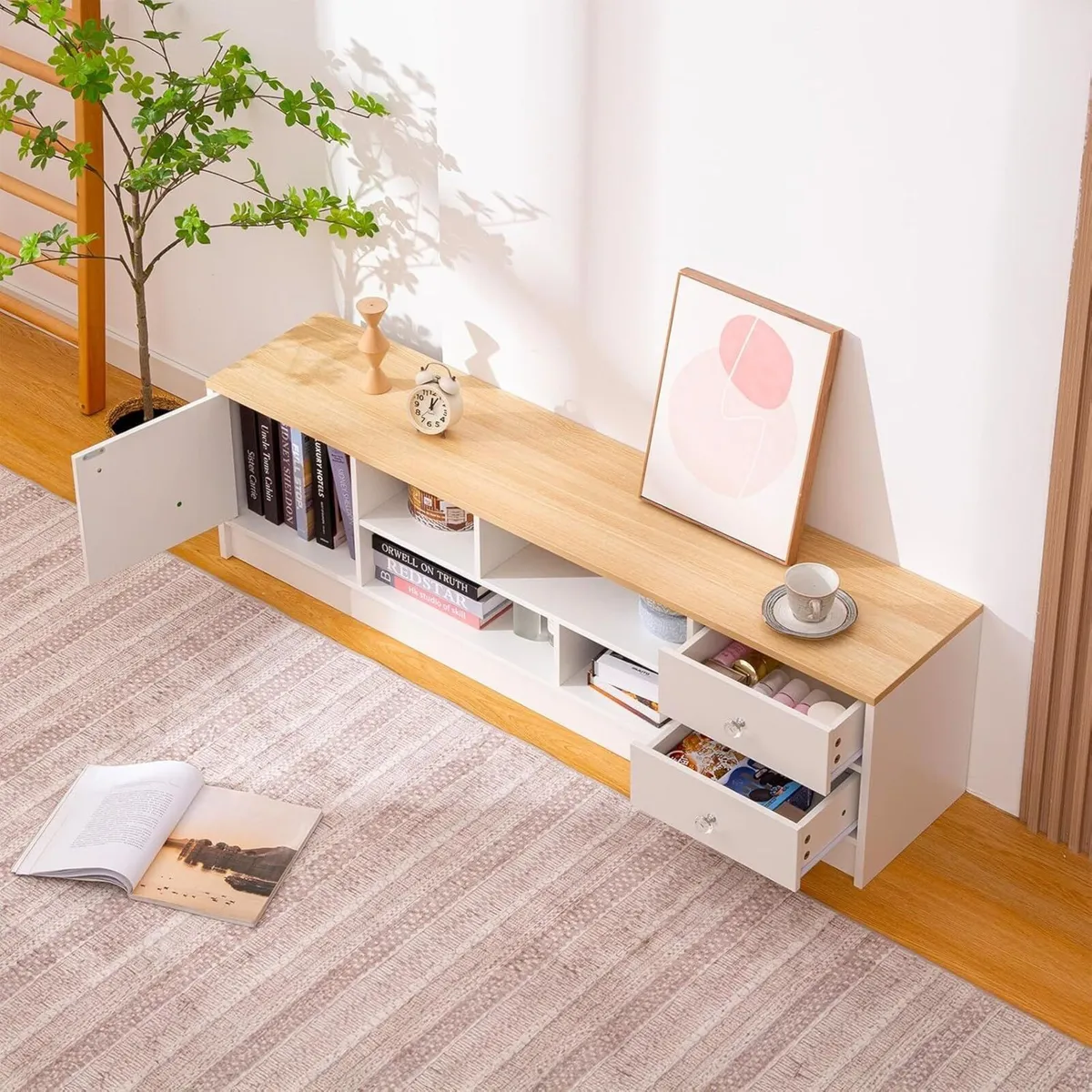 TV Cabinet 140cm 2 Drawers and 1 Door for TVs up - Image 3