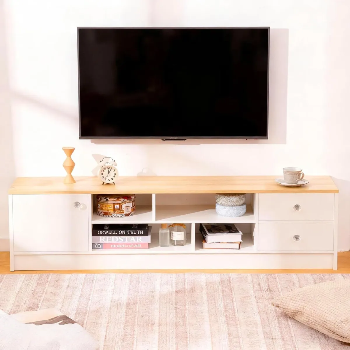 TV Cabinet 140cm 2 Drawers and 1 Door for TVs up - Image 4