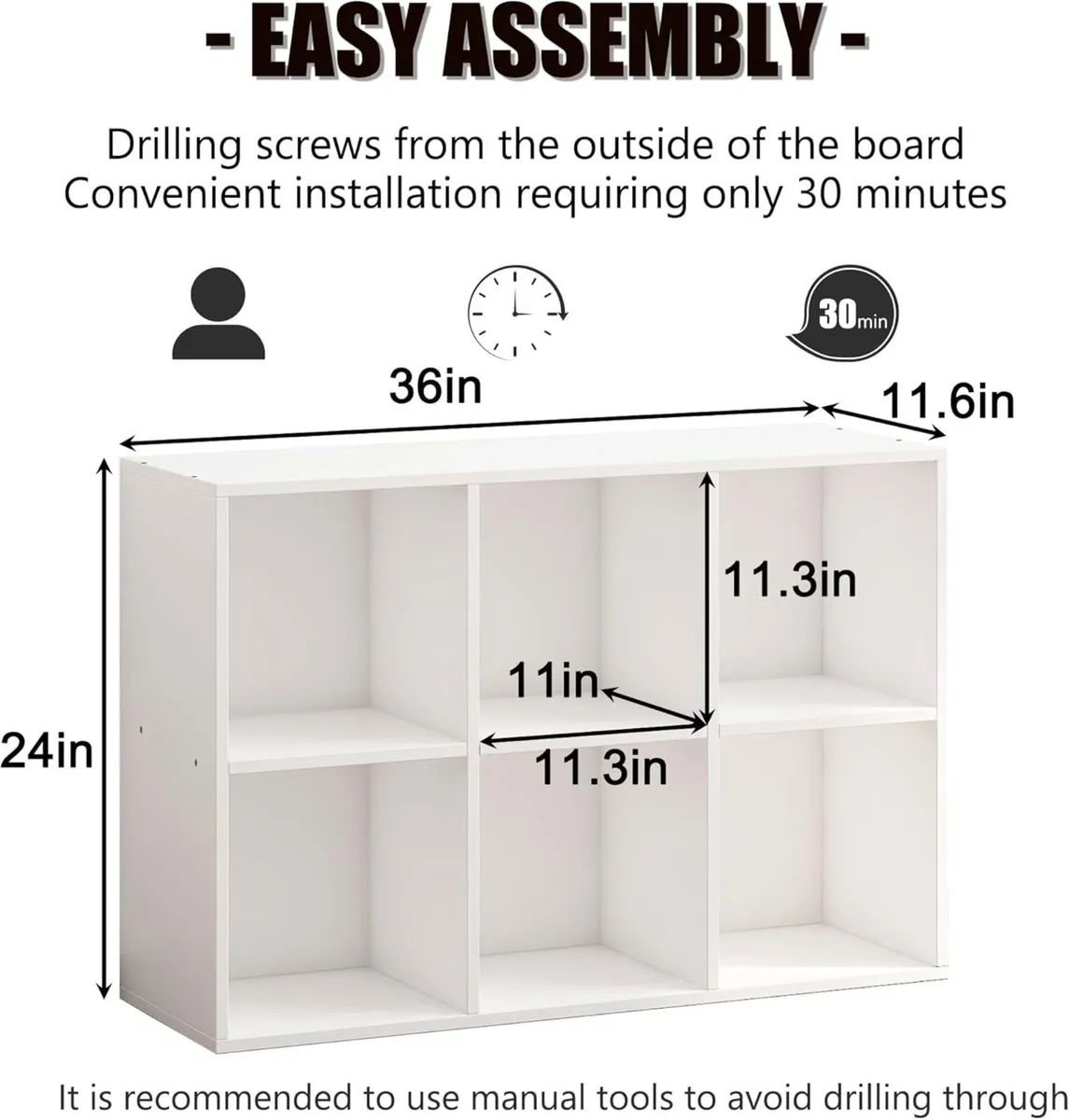 Bookcase Bookshelf Wooden 6 Cube Storage Organizer - Image 3
