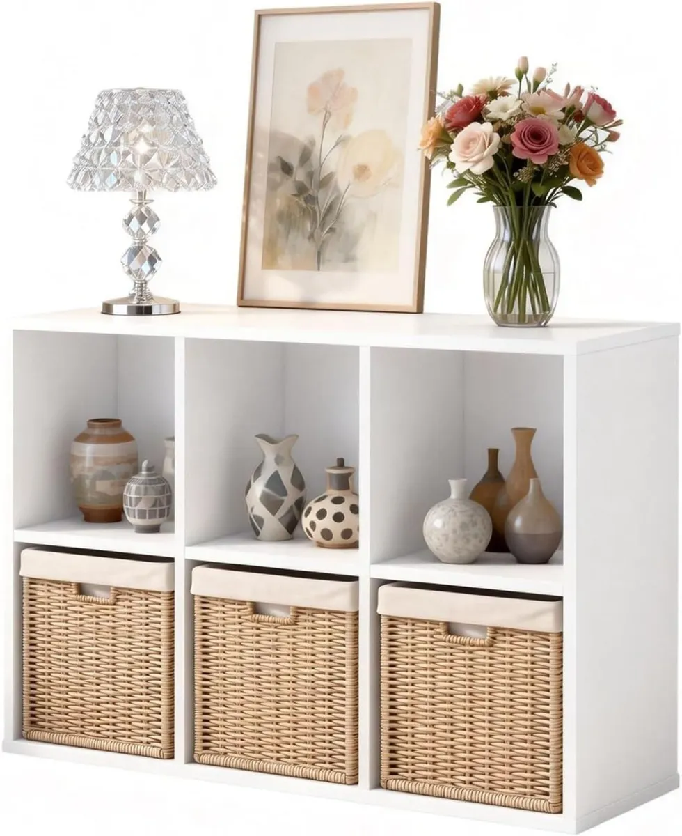 Bookcase Bookshelf Wooden 6 Cube Storage Organizer - Image 1