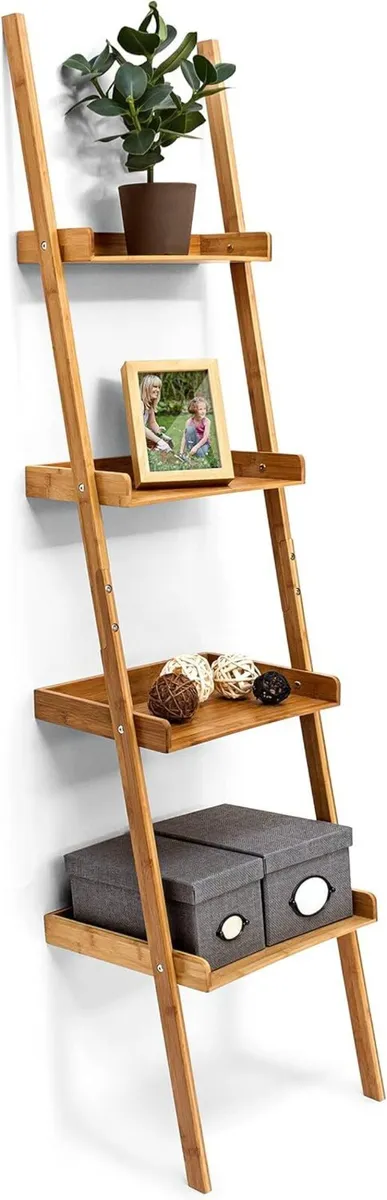 Wooden Shelf Bamboo Bookcase 4 Shelves 176 x 44 - Image 1