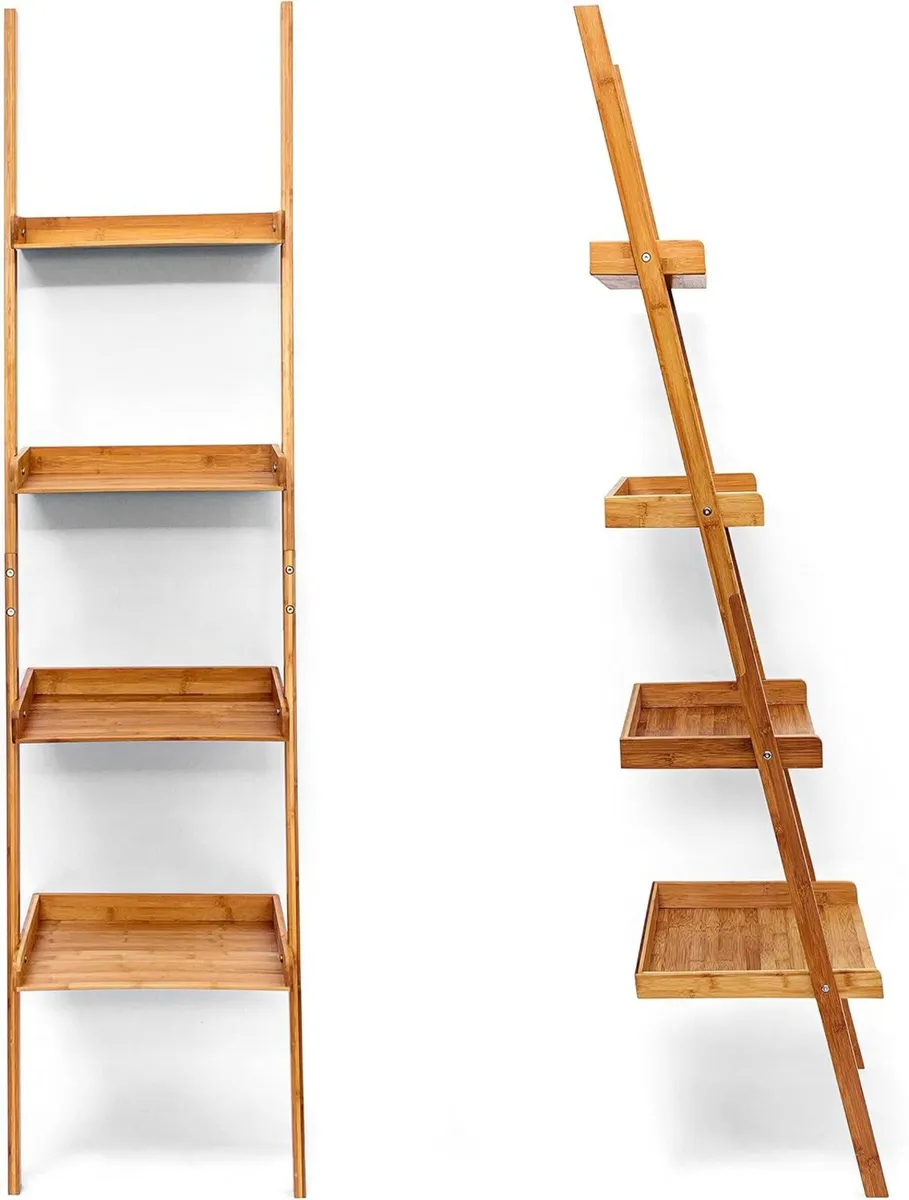 Wooden Shelf Bamboo Bookcase 4 Shelves 176 x 44 - Image 4