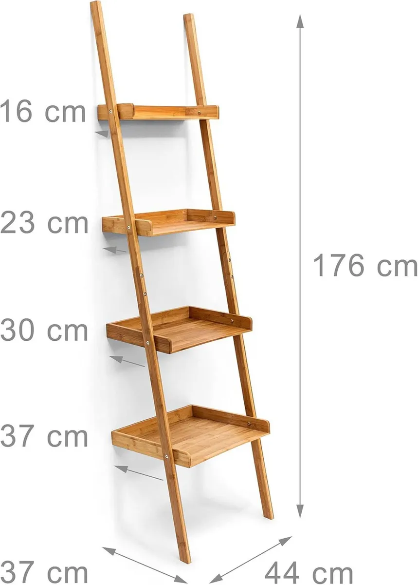 Wooden Shelf Bamboo Bookcase 4 Shelves 176 x 44 - Image 3