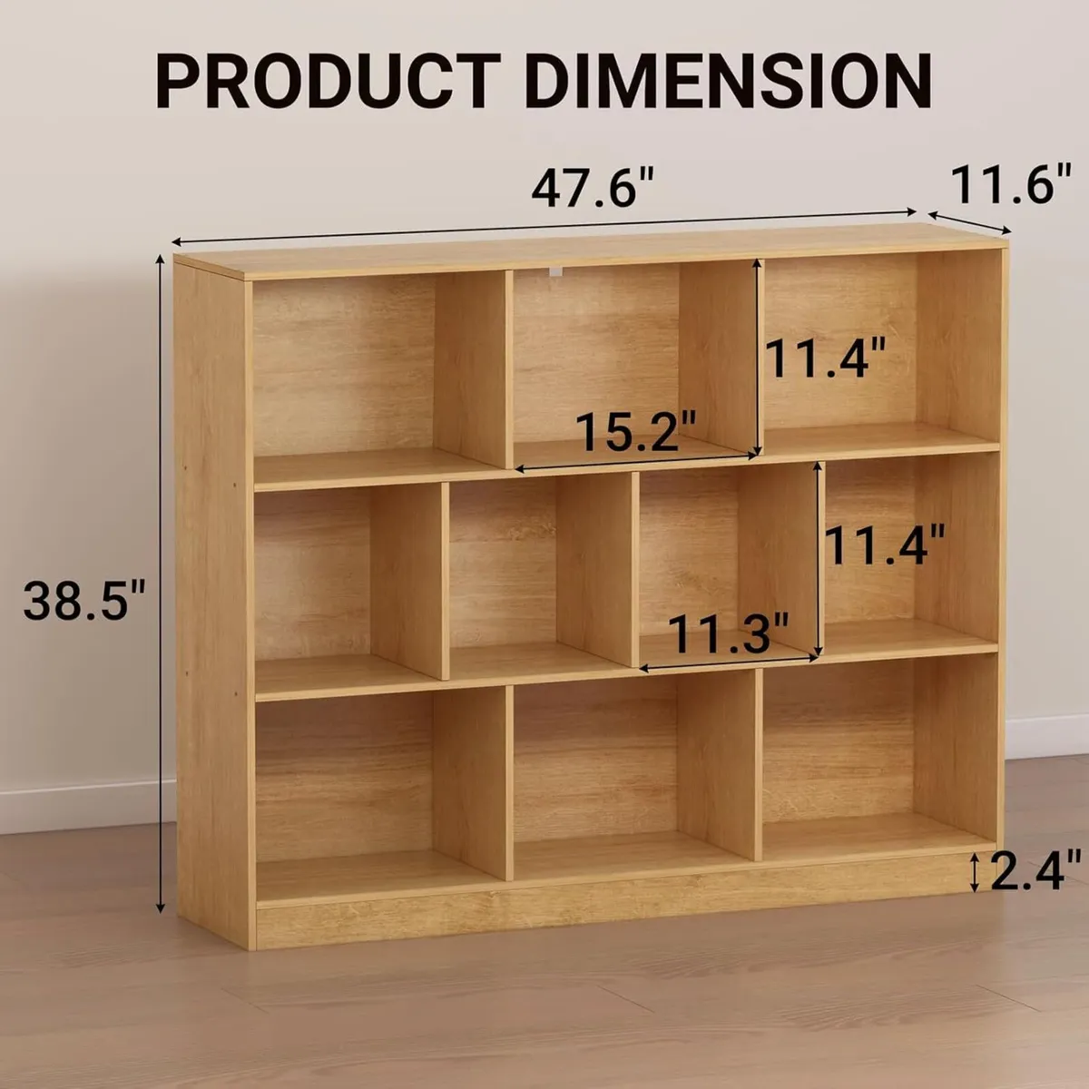 Bookcase 10 Cube Wooden Bookshelf with Base - Image 2