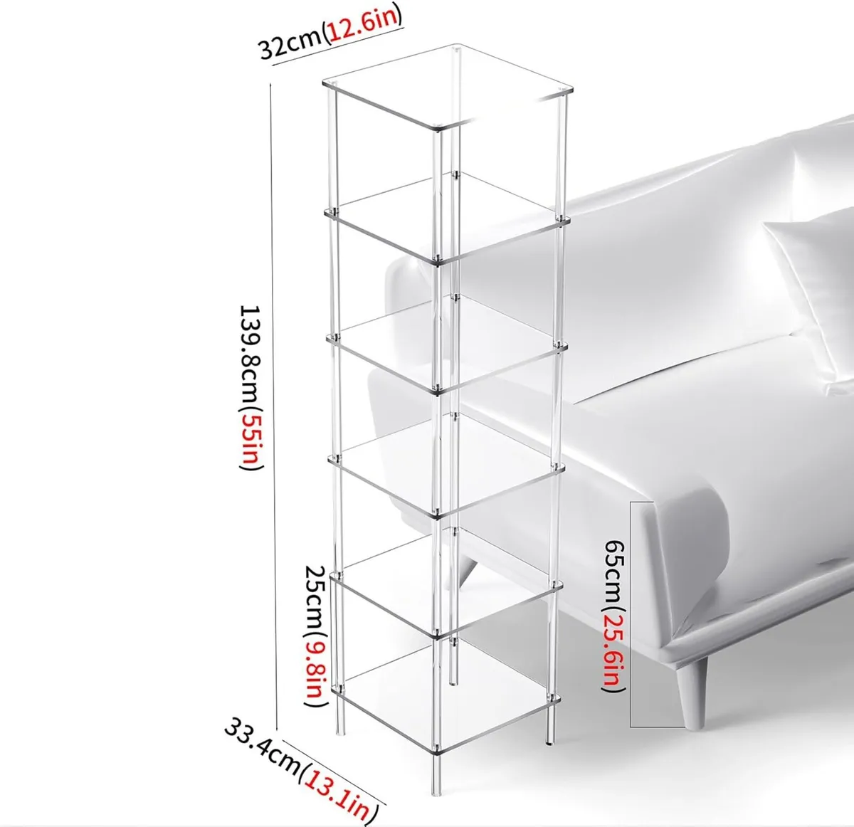 Acrylic Bookshelf Bookcase Freestanding Corner - Image 3