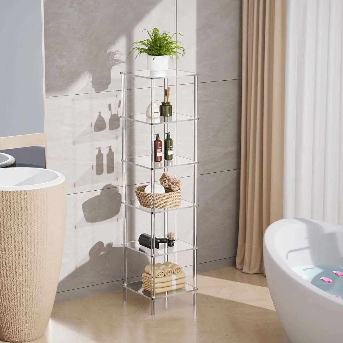 Acrylic Bookshelf Bookcase Freestanding Corner - Image 4