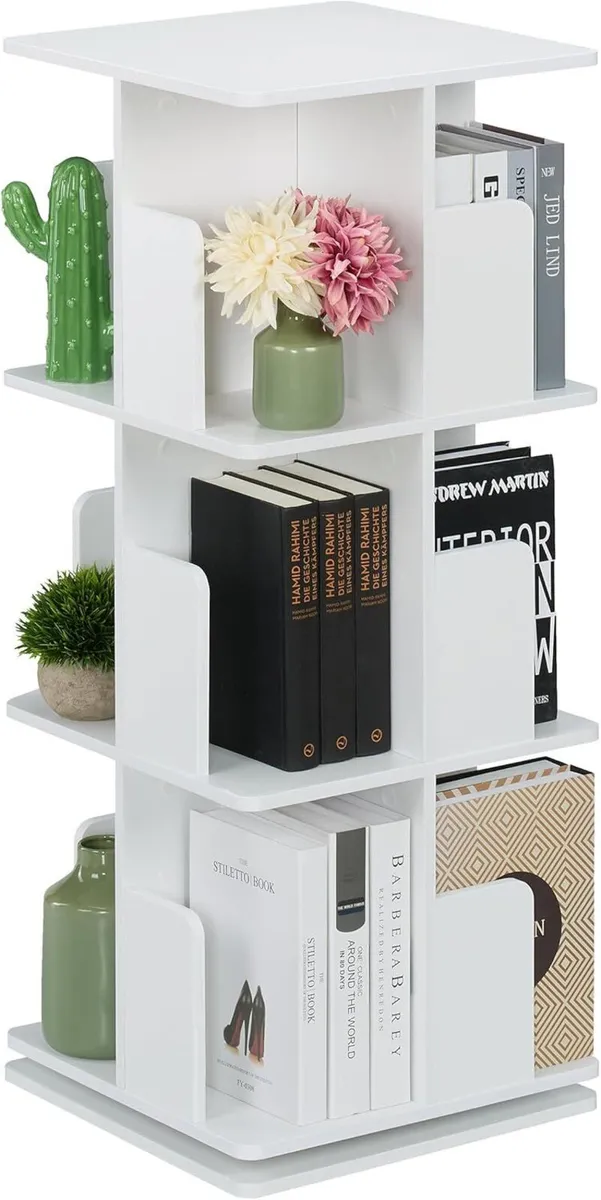 Rotating Bookcase 360-Degree Swivel 3-Tier - Image 1