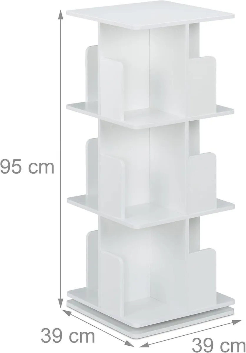 Rotating Bookcase 360-Degree Swivel 3-Tier - Image 3