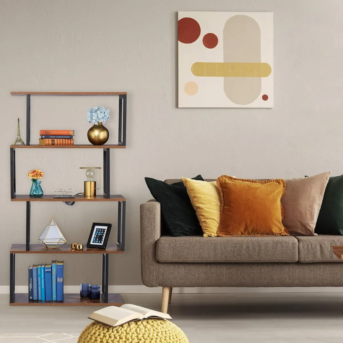 Bookcase Industrial Design 5 Open Levels MDF - Image 2