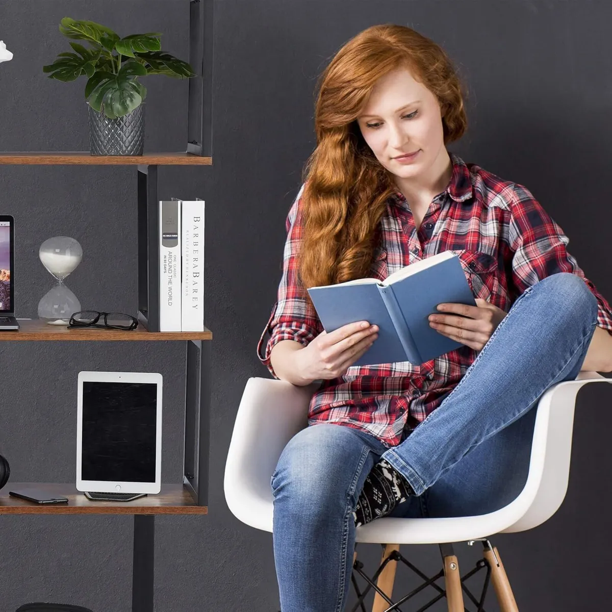 Bookcase Industrial Design 5 Open Levels MDF - Image 4