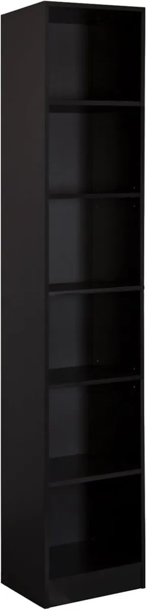 Slim Bookcase Tall and Narrow Shelf Black - Image 1