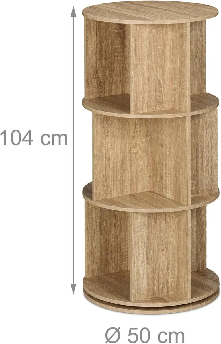 Rotating Bookcase 15 Compartments HxD: 104x50 cm - Image 3