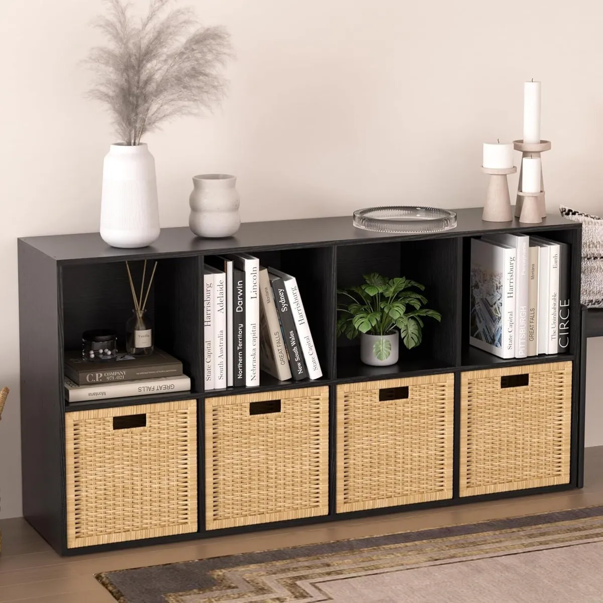 Bookcase Wooden 8-Cube Storage Organizer with - Image 1