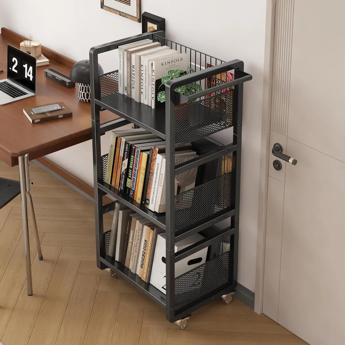 Book Cart with Wheels 150 lbs Library Handle - Image 1