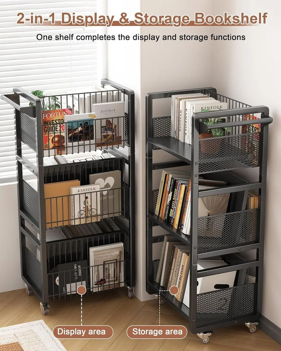 Book Cart with Wheels 150 lbs Library Handle - Image 2