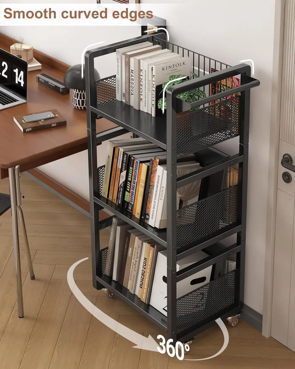 Book Cart with Wheels 150 lbs Library Handle - Image 4