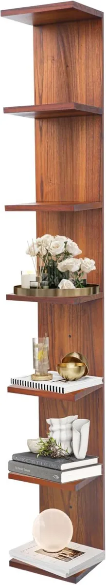 Solid Wood 7 Tier Wall Shelf Unit Vertical - Image 1