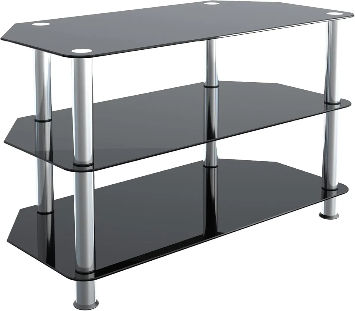 Glass Corner TV Stand – Black Unit 80cm Wide - Image 1