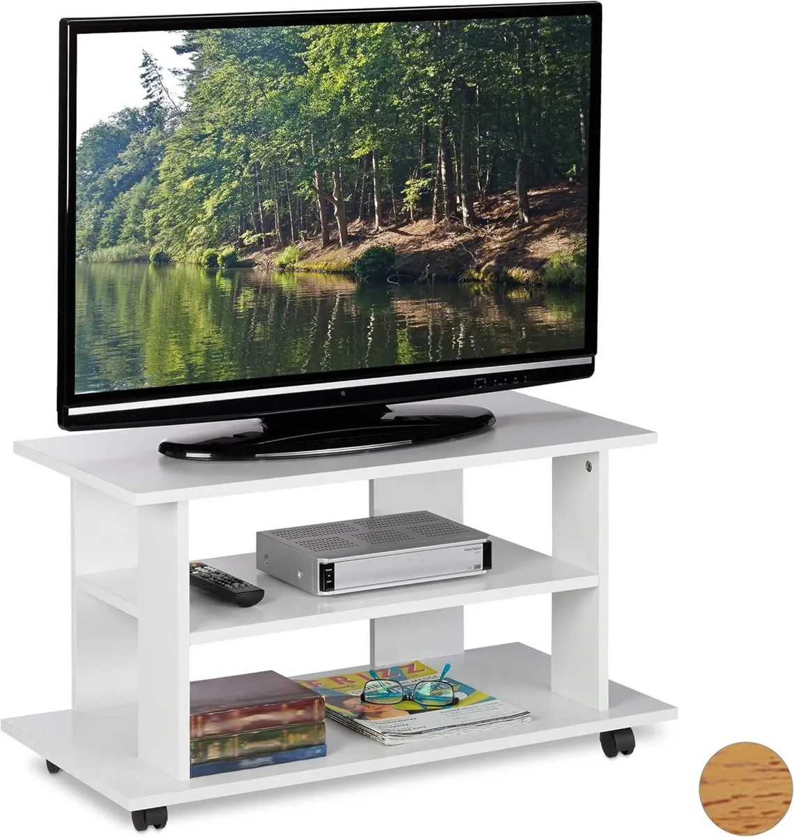 TV Stand on Castors 2 Compartments Console - Image 1
