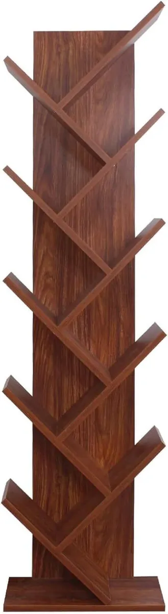 Space Saving Shelf Mdf Wood Bookcase Walnut Brown - Image 1