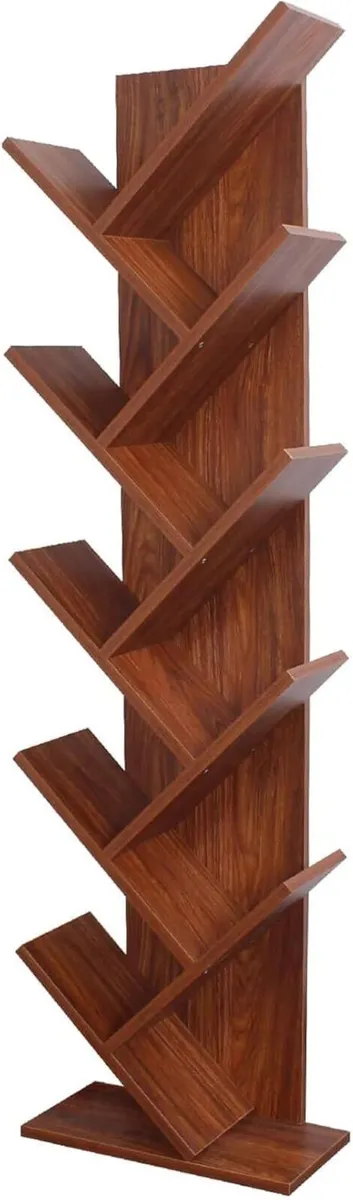 Space Saving Shelf Mdf Wood Bookcase Walnut Brown - Image 4