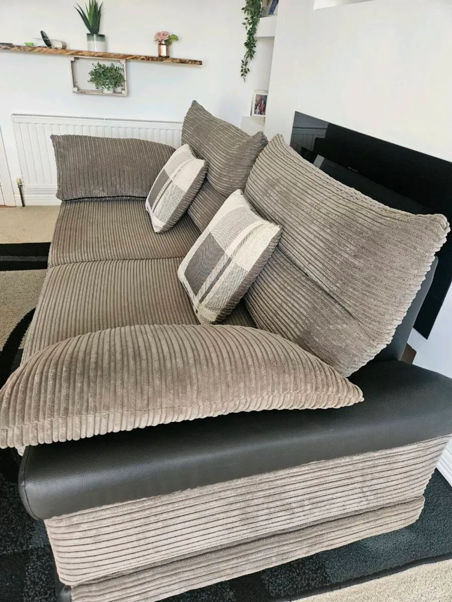 3 seater for sale with free black leather armchair - Image 1