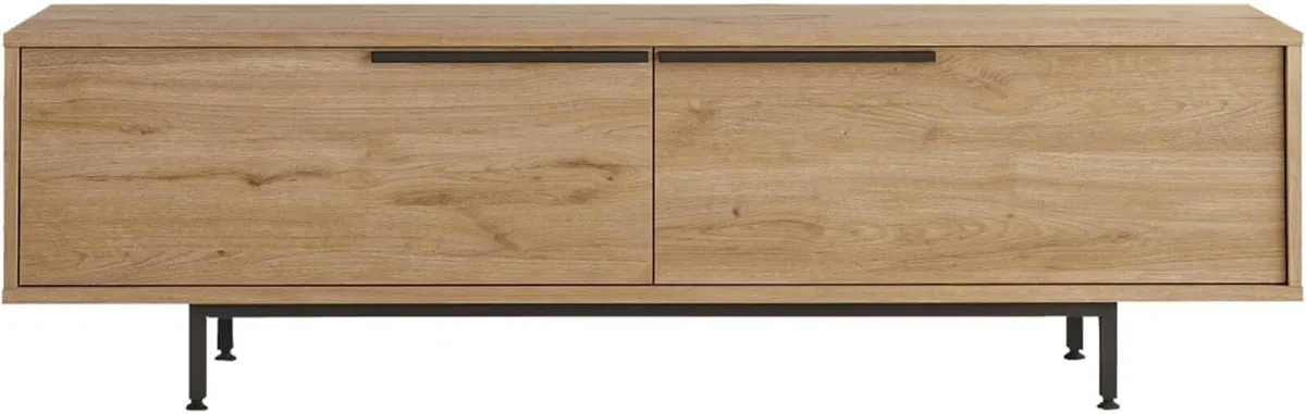 TV Lowboard Lange Eichefarbe Dunkelgrau Spanplatte - Image 1