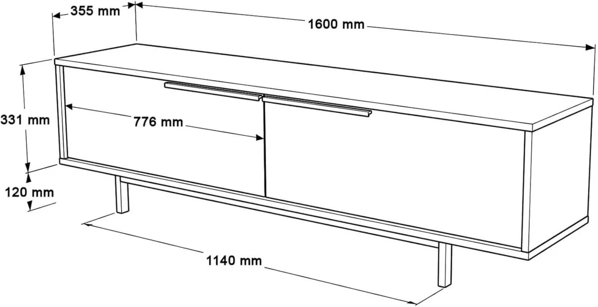 TV Lowboard Lange Eichefarbe Dunkelgrau Spanplatte - Image 3