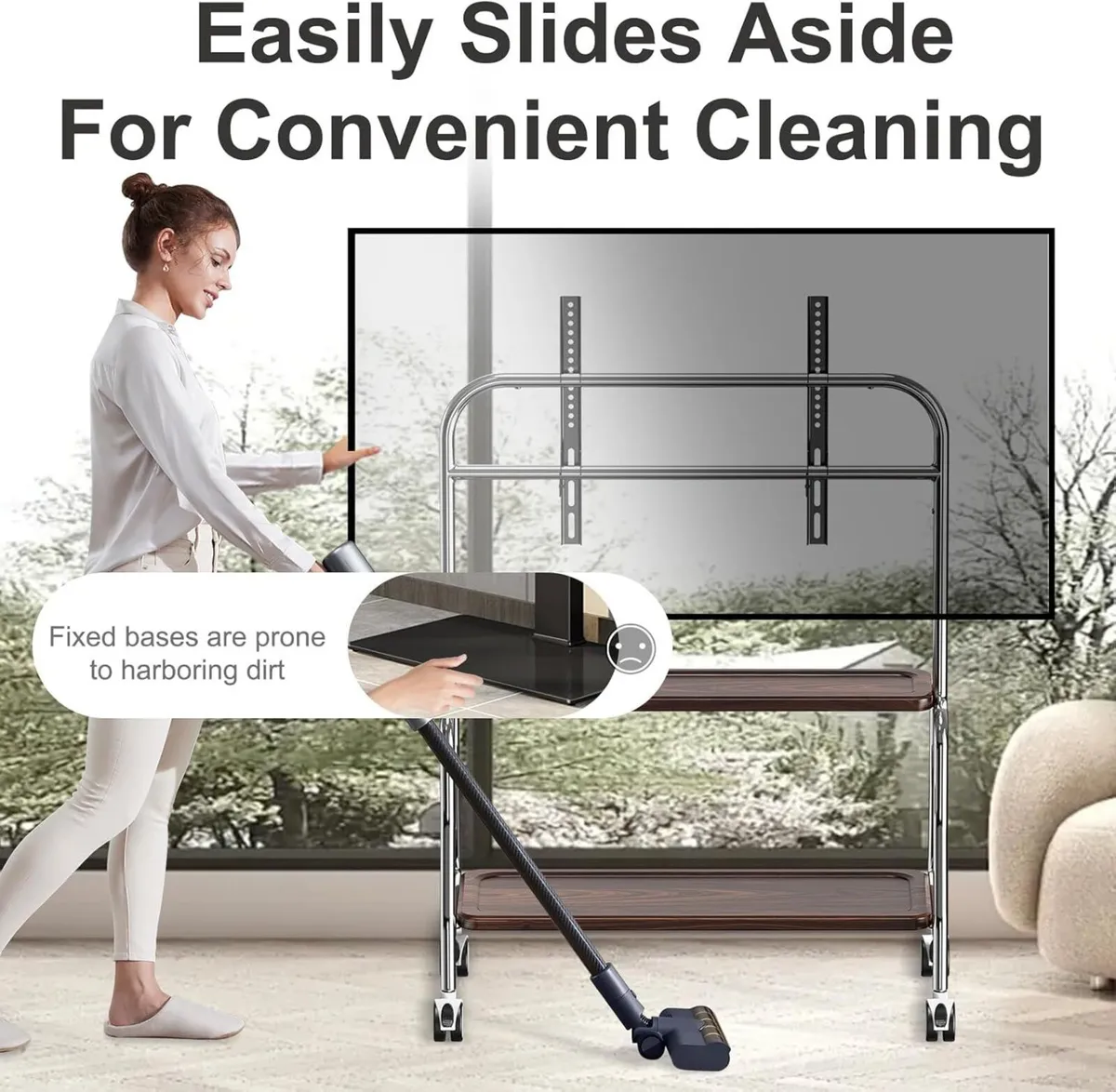 Mobile TV Cart Easel Rolling Stand for 32 to 75 - Image 3