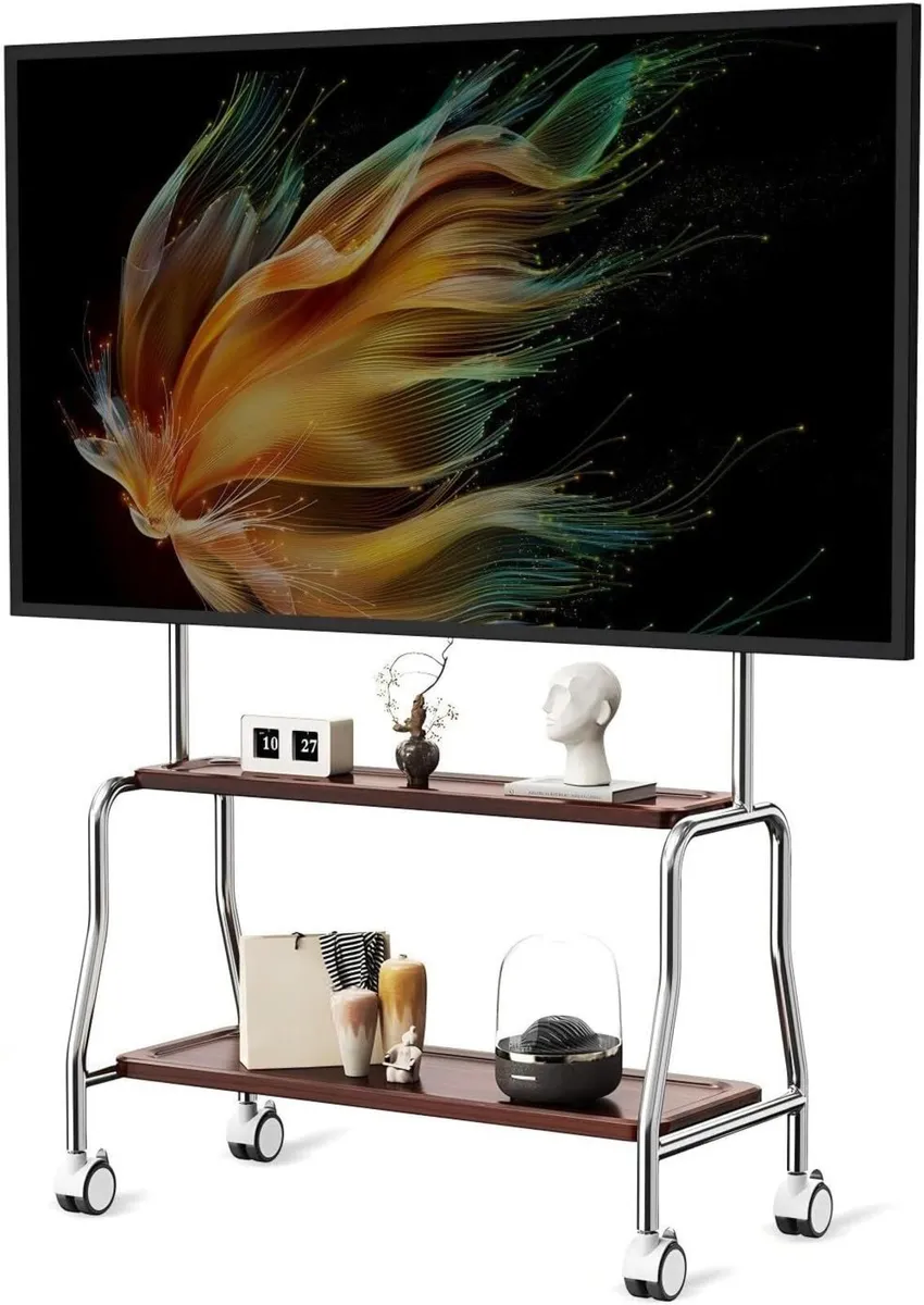 Mobile TV Cart Easel Rolling Stand for 32 to 75 - Image 1