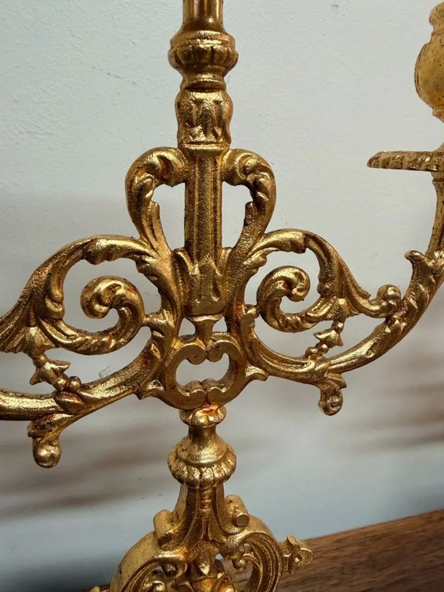 Pair of Gilt Brass Candelabras in Louis XIV Style - Image 4