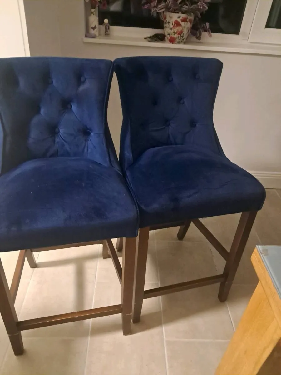 2 navy high stools - Image 1