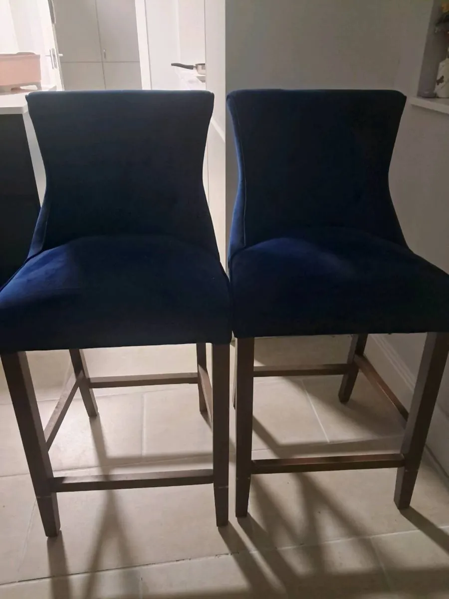 2 navy high stools - Image 2