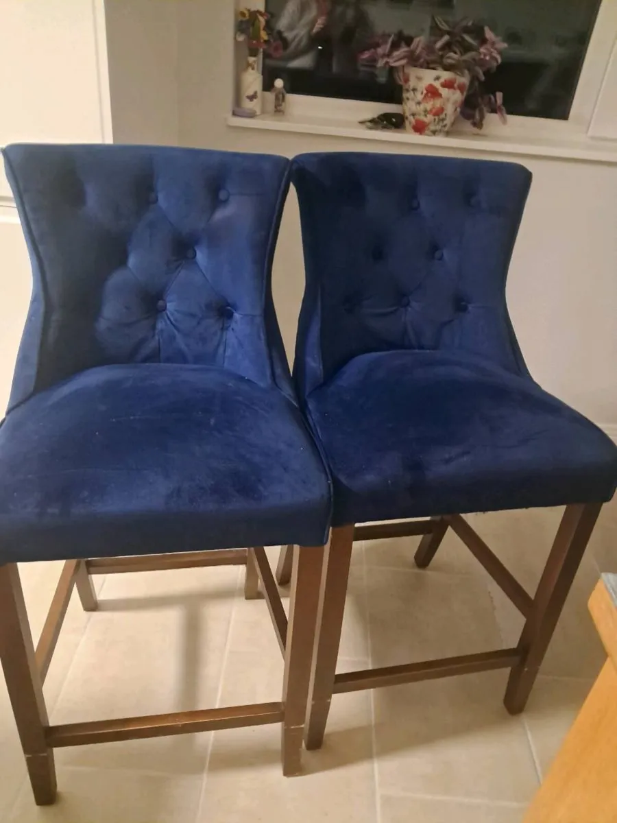 2 navy high stools - Image 3