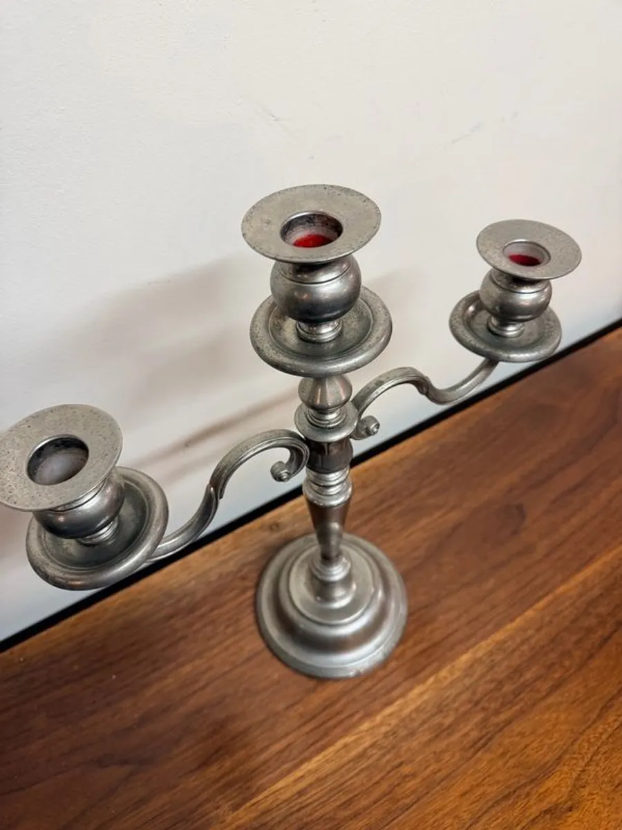 Beautiful Three Branch Pewter Candelabra - Image 2