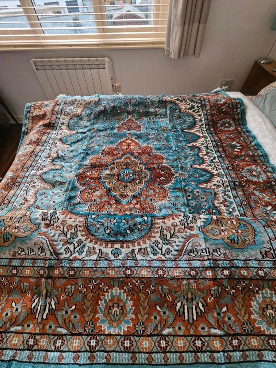 Indian Silk Woven Rug - Image 1