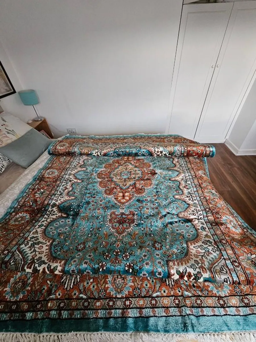 Indian Silk Woven Rug - Image 2