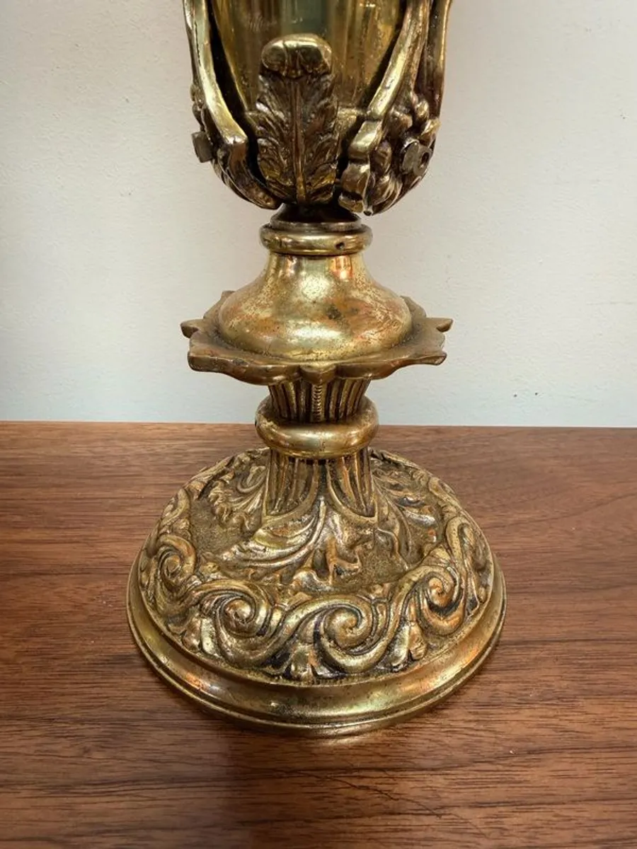 Pair of Late 19th Century Gilt Brass Plated Trumpet Vases - Image 3