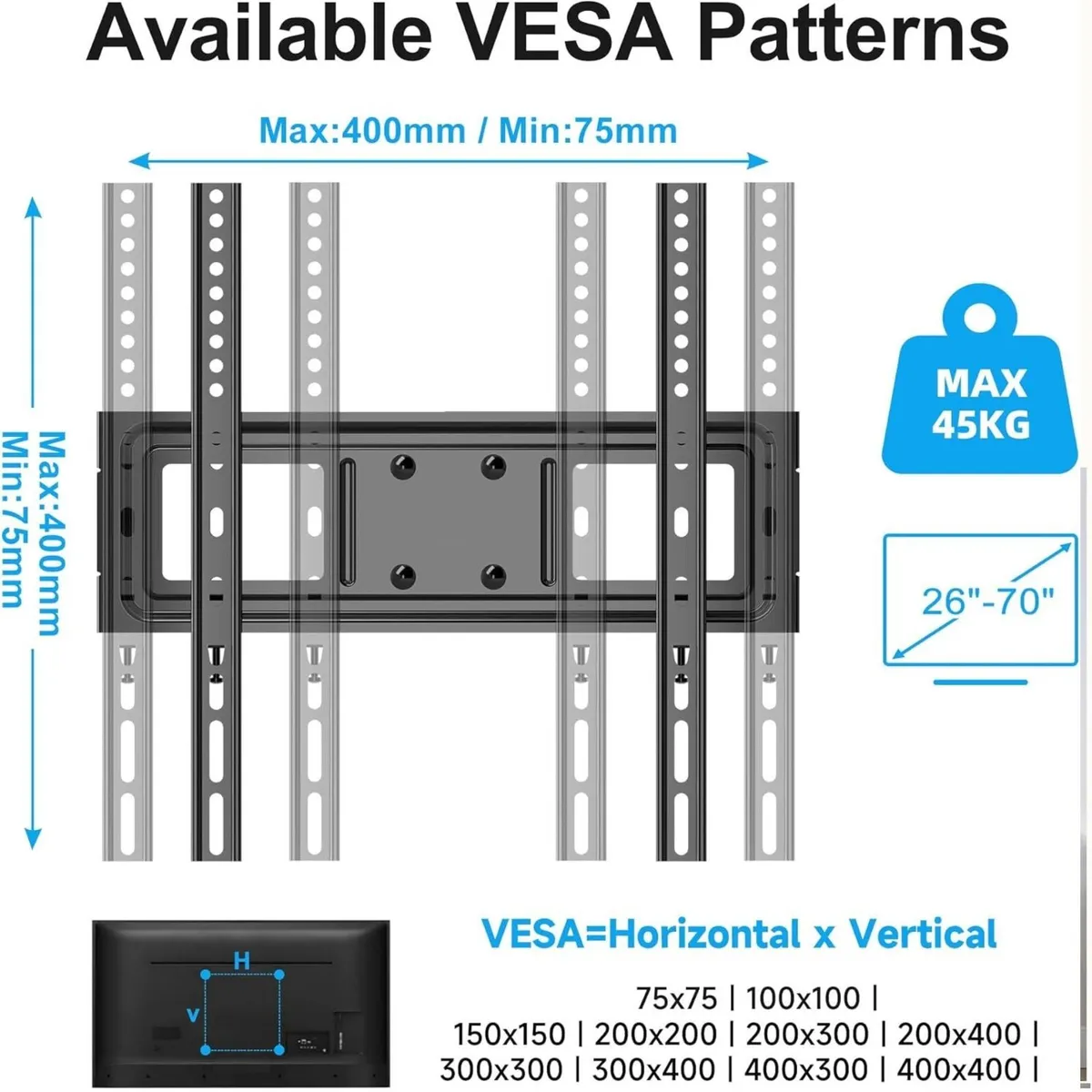 TV Wall Mount Bracket for 26-70 Inch, Swivels Tilt - Image 2